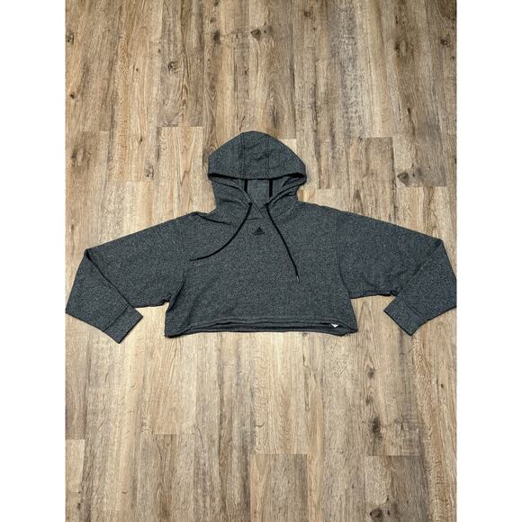 Adidas Womens Gray Cropped Hoodie Size Small - Picture 1 of 11